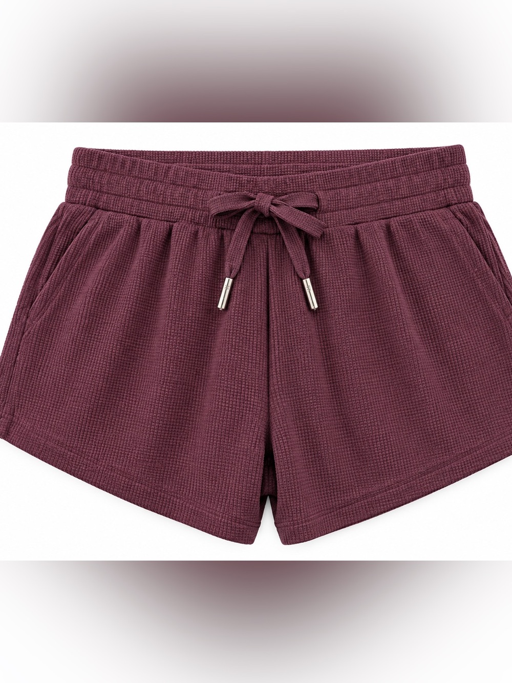 Casual Comfort Waffle Knit Shorts Blackberry Purple Size L NWT